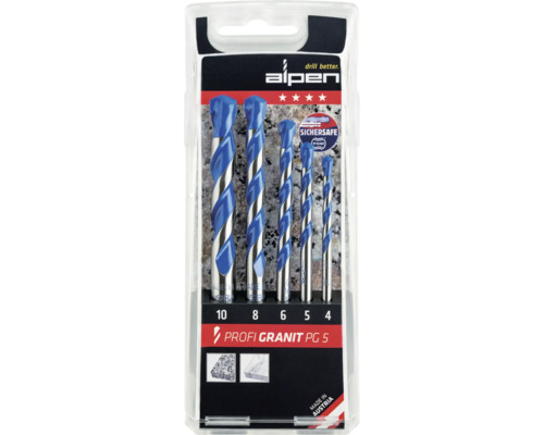 ALPEN Granietboren set 5-delig Ø 4, 5, 6, 8, 10 mm